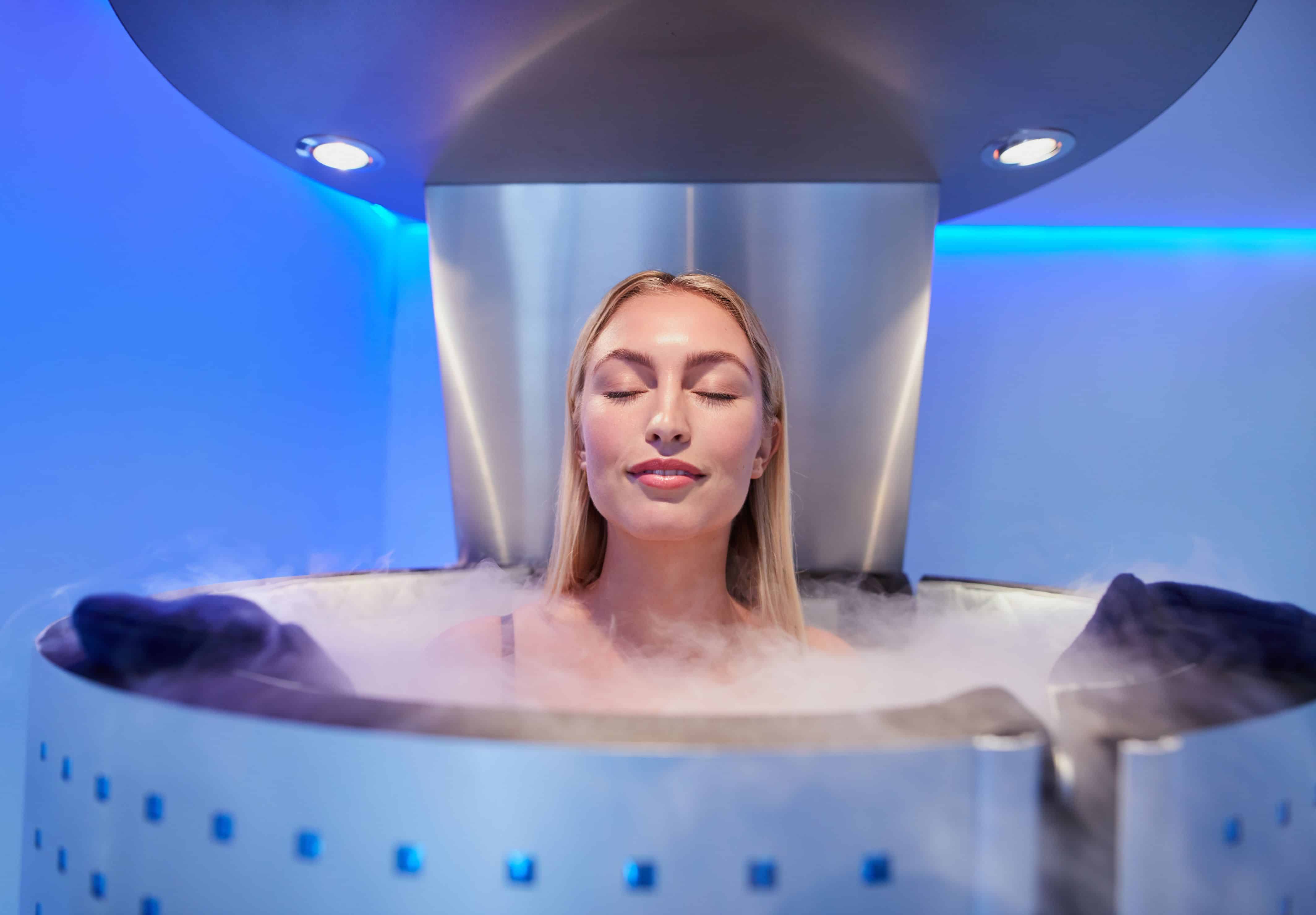 young woman whole body cryotherapy