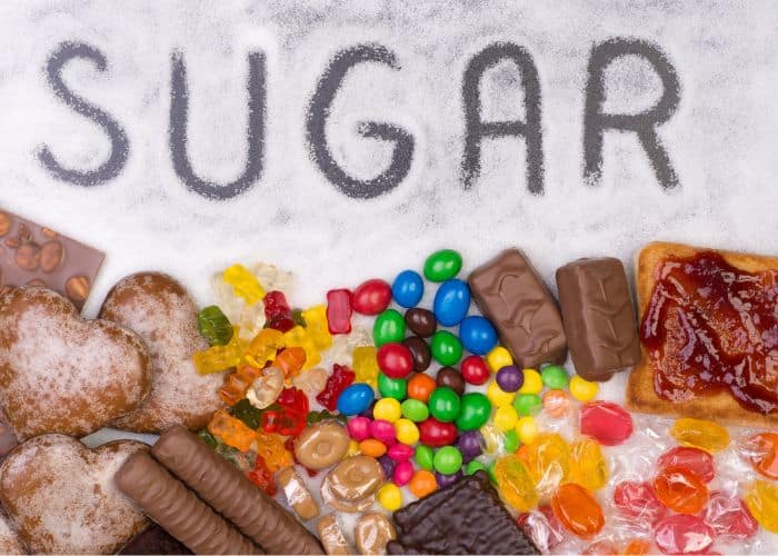 Food containing sugar