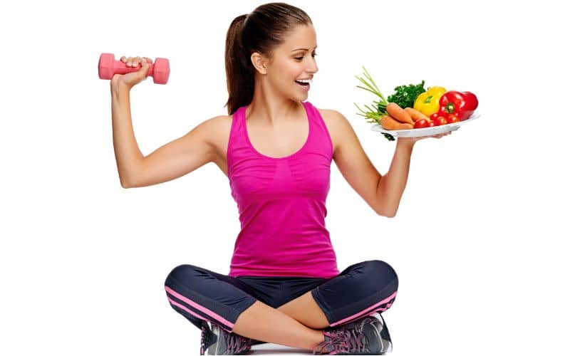 woman with healthy eating and exercise